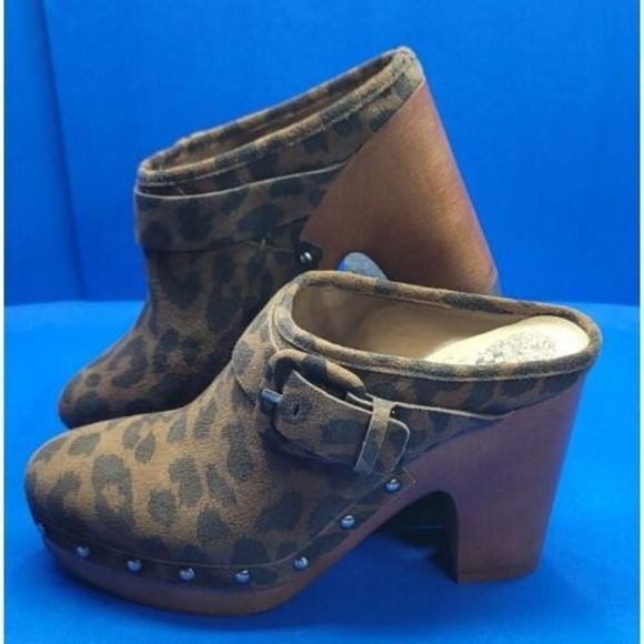 Vince Camuto Ceena Brown Black Rugged Studded Leo Platform Clogs‎ 7M - Picture 1 of 9